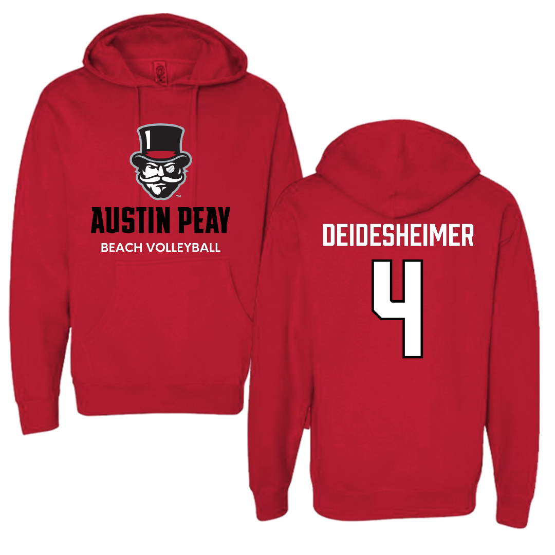 Austin Peay State University Beach Volleyball Red Hoodie - #4 Payton Deidesheimer