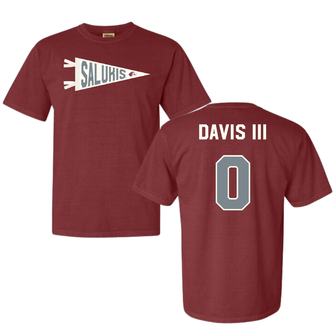 Southern Illinois University at Carbondale Football Maroon Pennant Comfort Colors Tee - #0 Vinson Davis III