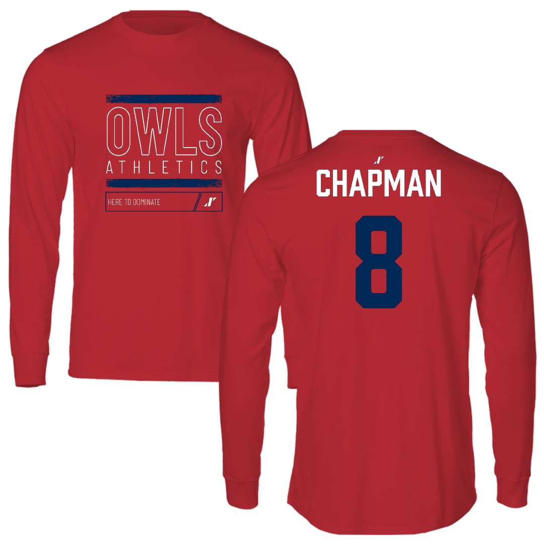 Florida Atlantic University Soccer Red Dominate Performance Long Sleeve - #8 Caleb Chapman