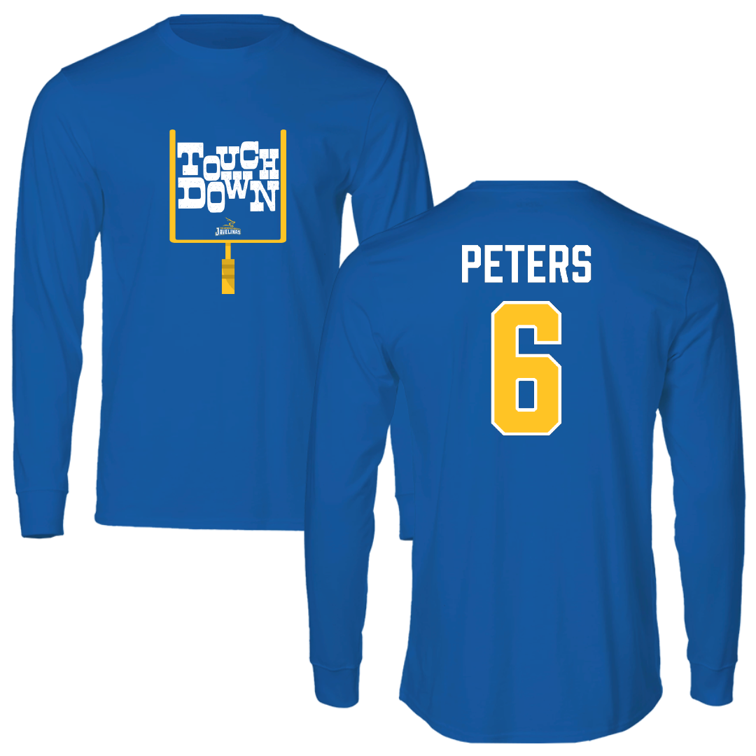 Texas A&M University-Kingsville Football Blue Touchdown Performance Long Sleeve - #6 De'Marcus Peters