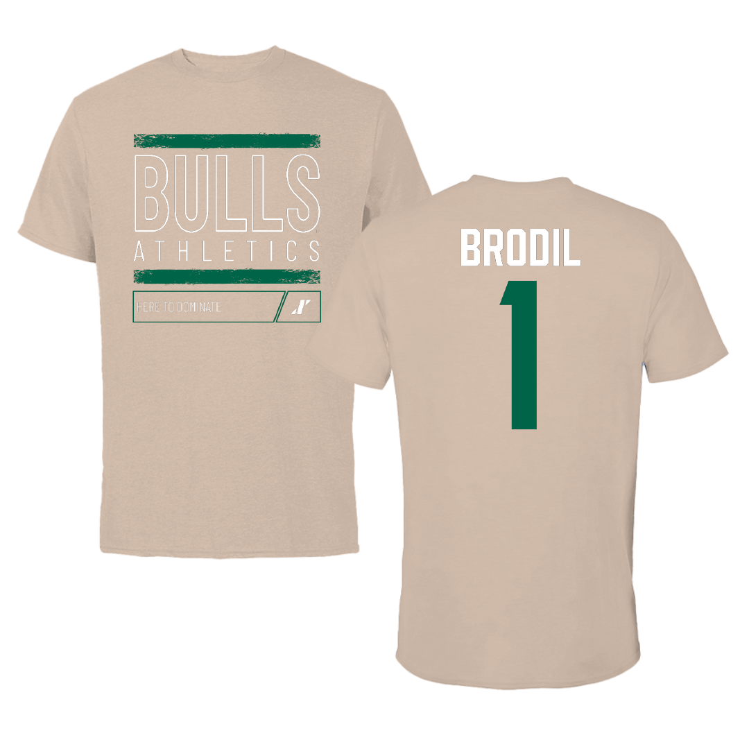 University of South Florida Baseball Tan Dominate Tee - #1 Marcus Brodil