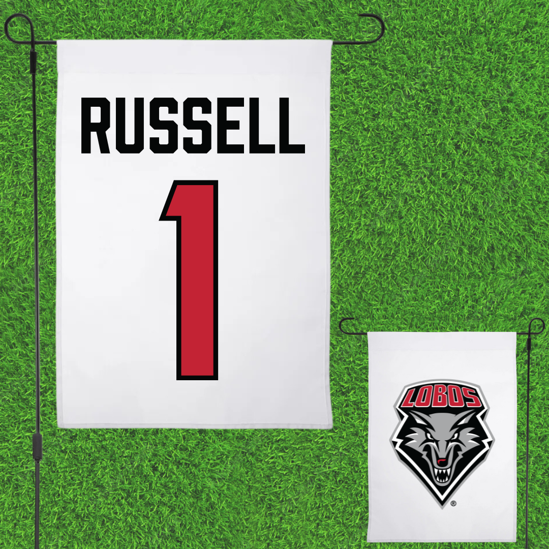 University of New Mexico Baseball White Garden Flag - #1 Tristan Russell