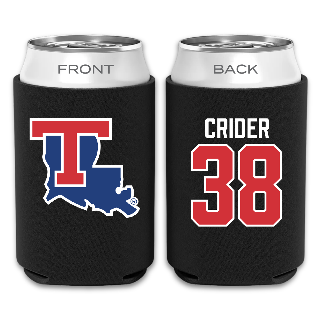 Louisiana Tech University Baseball Black Can Cooler - #38 Nate Crider