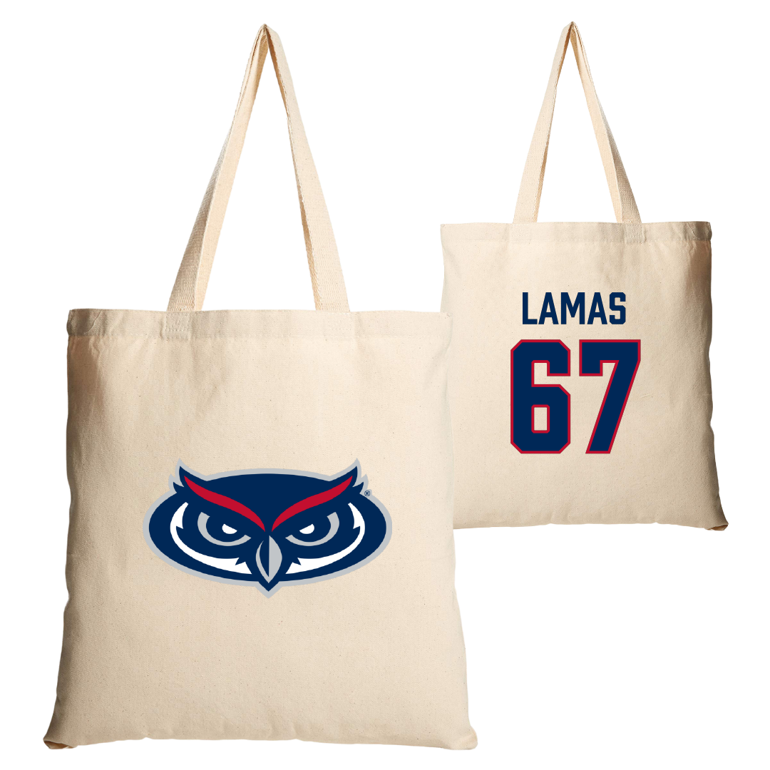 Florida Atlantic University Football Tan Canvas Tote Bag - #67 Andre Lamas
