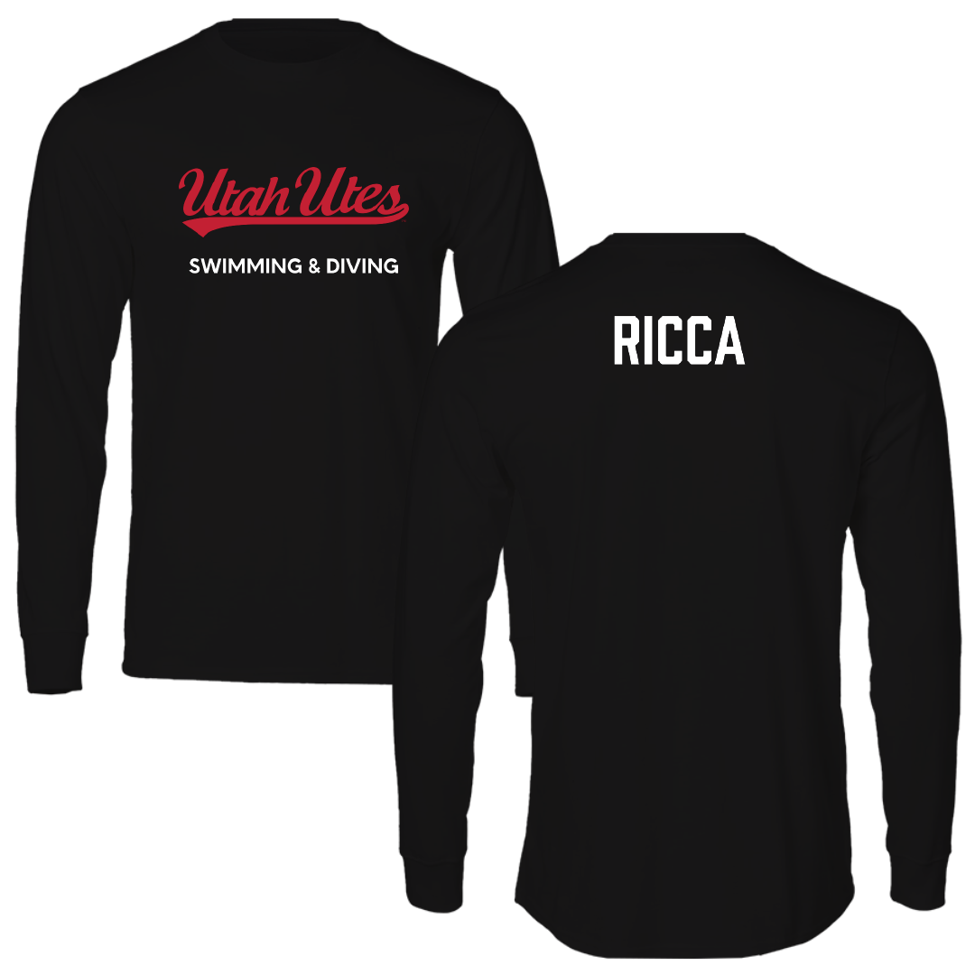 University of Utah Swimming & Diving Black Utes Performance Long Sleeve - Chance Ricca