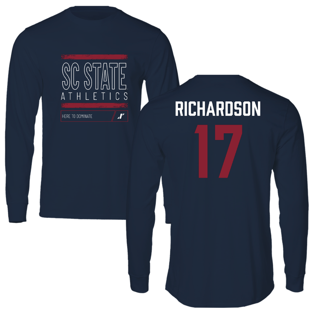 South Carolina State University Football Navy Dominate Long Sleeve - #17 Malik Richardson