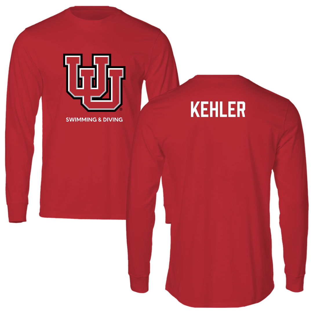University of Utah Swimming & Diving Red Block Performance Long Sleeve - Jackson Kehler