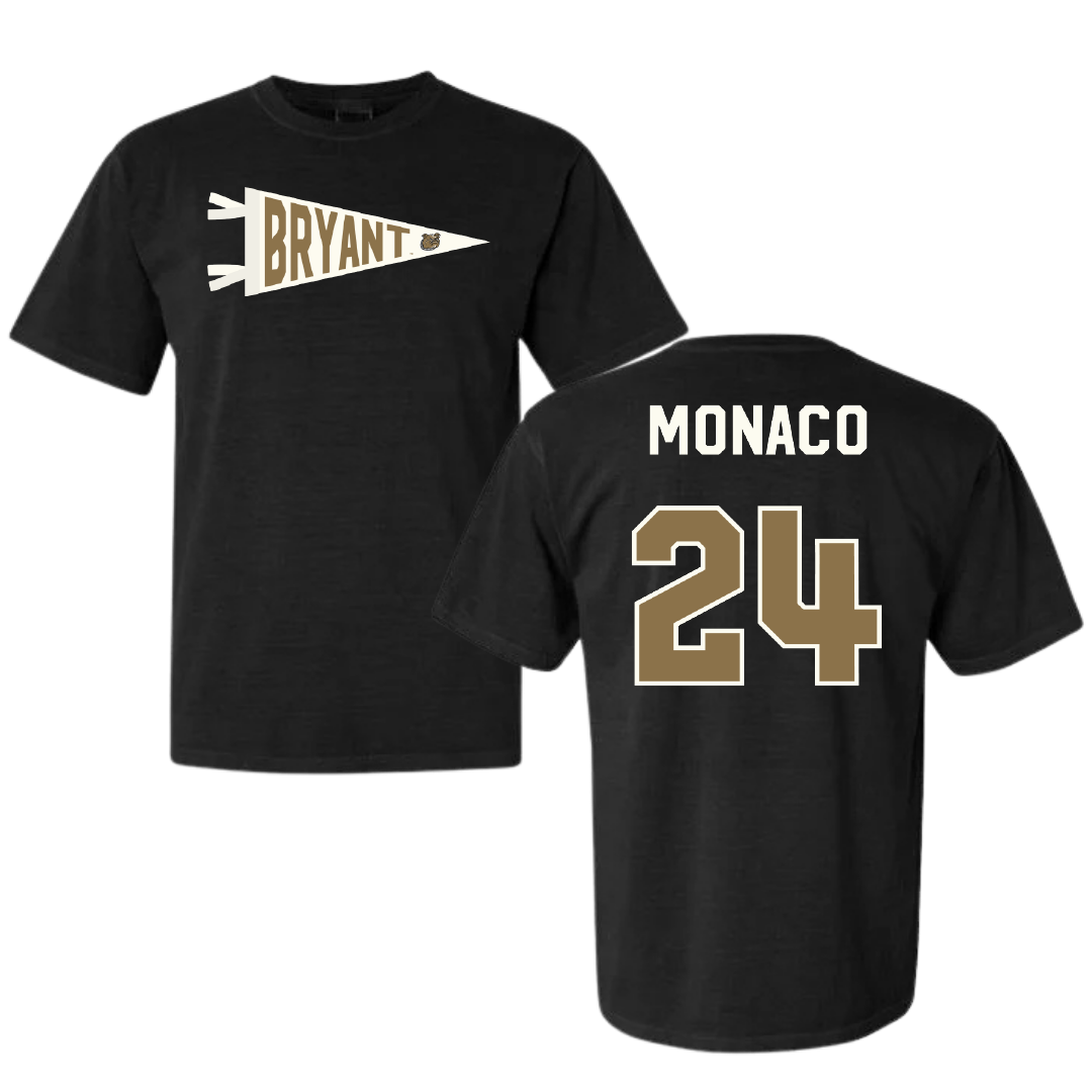 Bryant University Lacrosse Black Pennant Comfort Colors Tee - #24 AJ Monaco