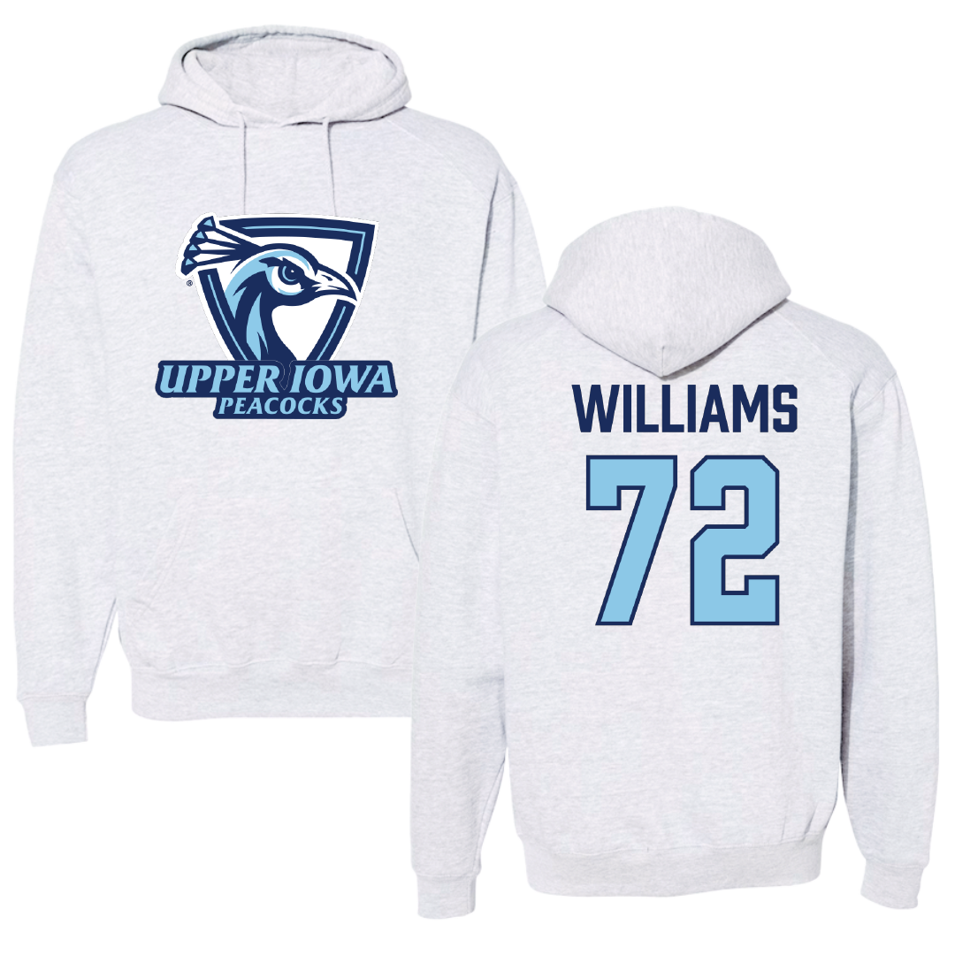 Upper Iowa University Football Light Gray Hoodie - #72 Caleb Williams