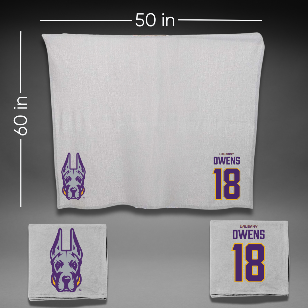 University at Albany Soccer Gray Blanket - #18 Claire Owens