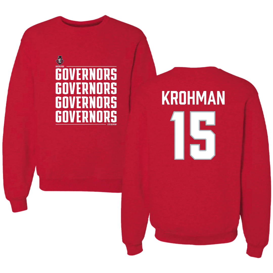 Austin Peay State University Softball Red General Crewneck - #15 Macy Krohman