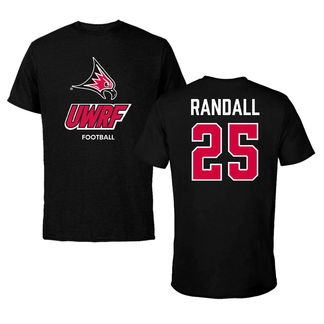 University of Wisconsin-River Falls Football Black Tee - #25 Isaiah Randall