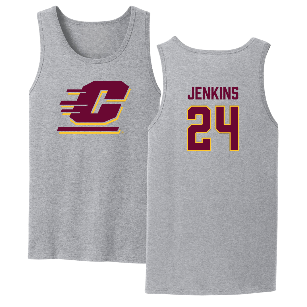 Central Michigan University Football Sport Gray Tank Top - #24 Mekhi Jenkins