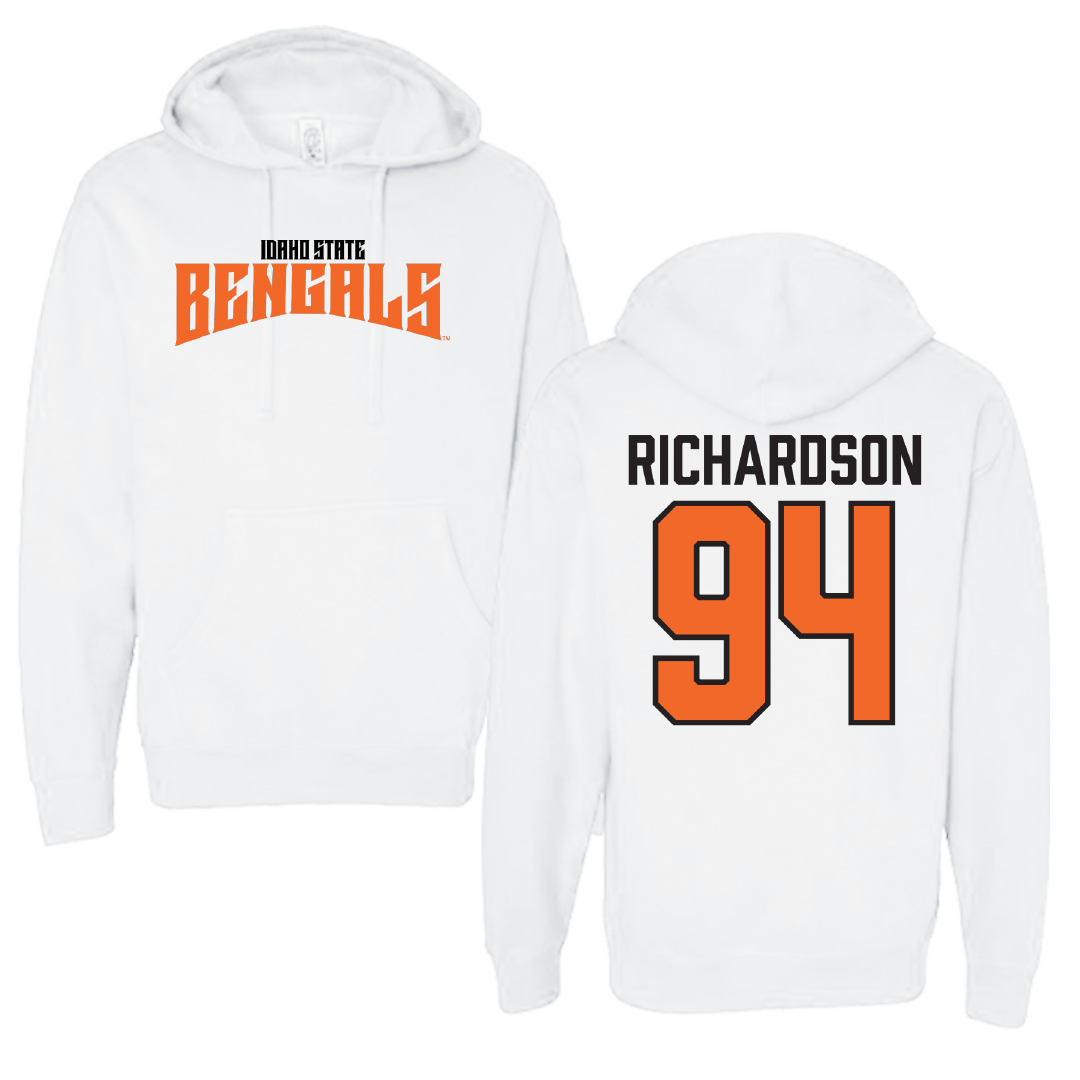 Idaho State University Football White Classic Hoodie - #94 Malik Richardson