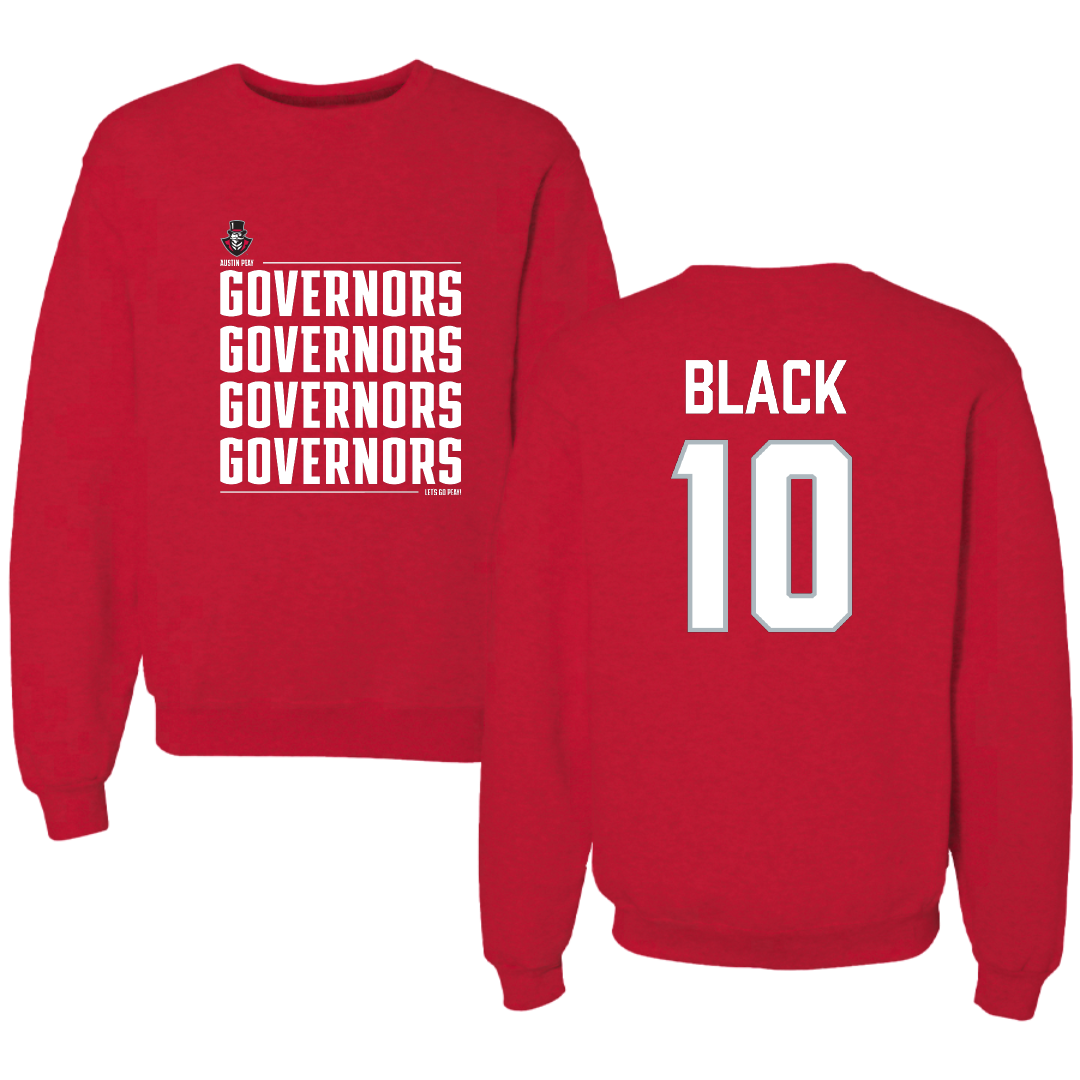 Austin Peay State University Basketball Red General Crewneck - #10 Harrison Black