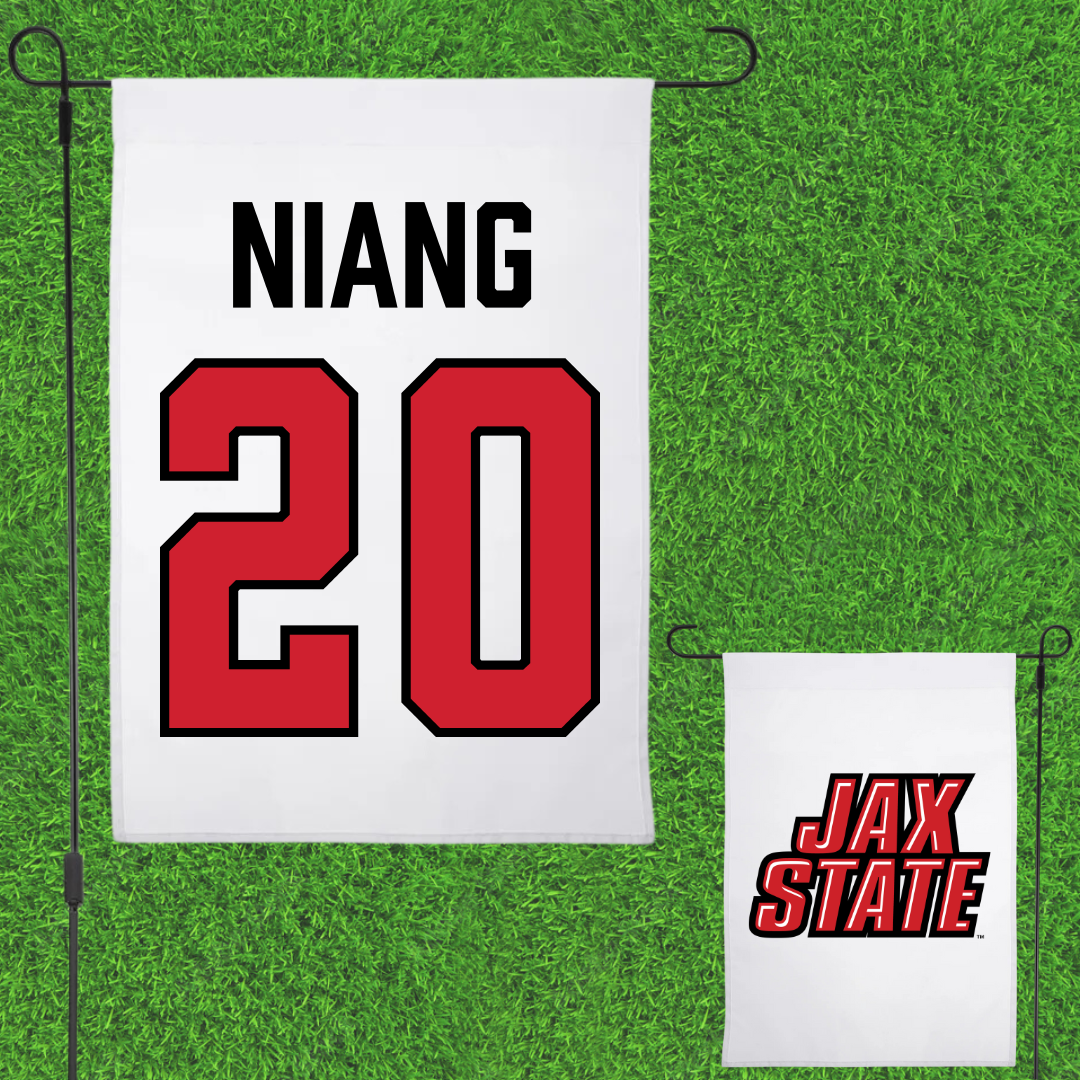 Jacksonville State University Basketball White Garden Flag - #20 Gora Niang