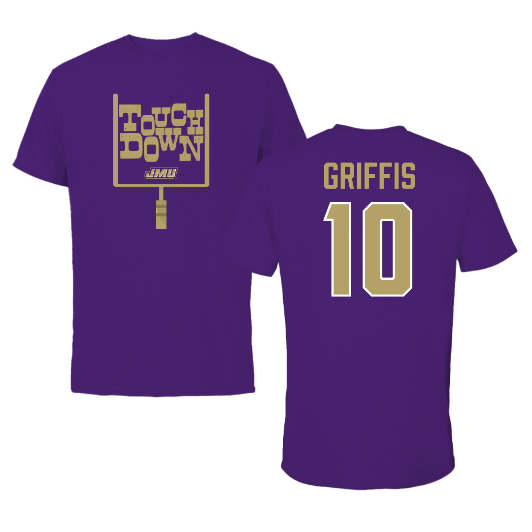 James Madison University Football Purple Touchdown Tee - #10 Brett Griffis