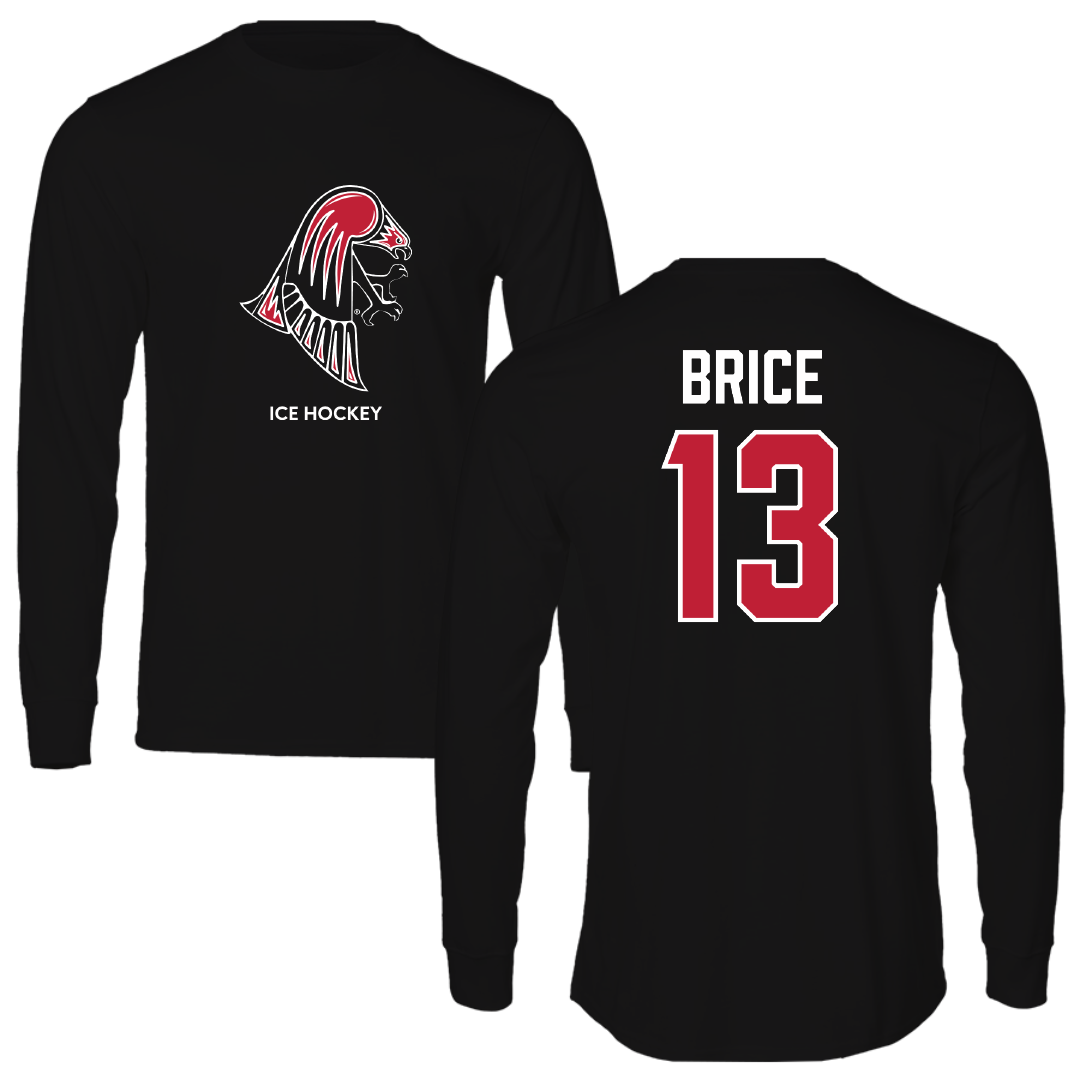 University of Wisconsin-River Falls Ice Hockey (W) Black Mascot Long Sleeve - #13 Ellie Brice