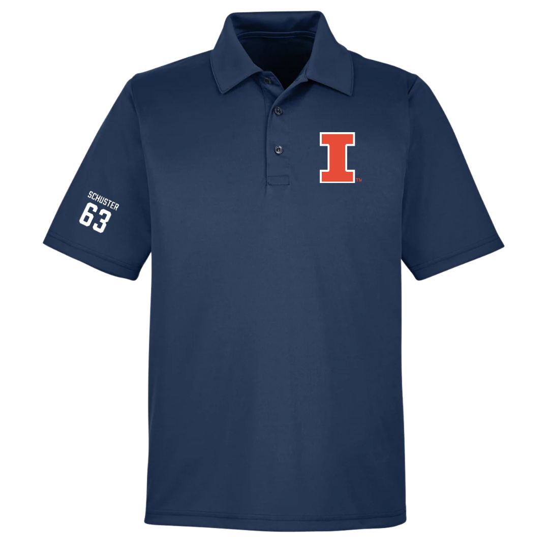 University of Illinois Football Navy Polo - #63 Dezmond Schuster