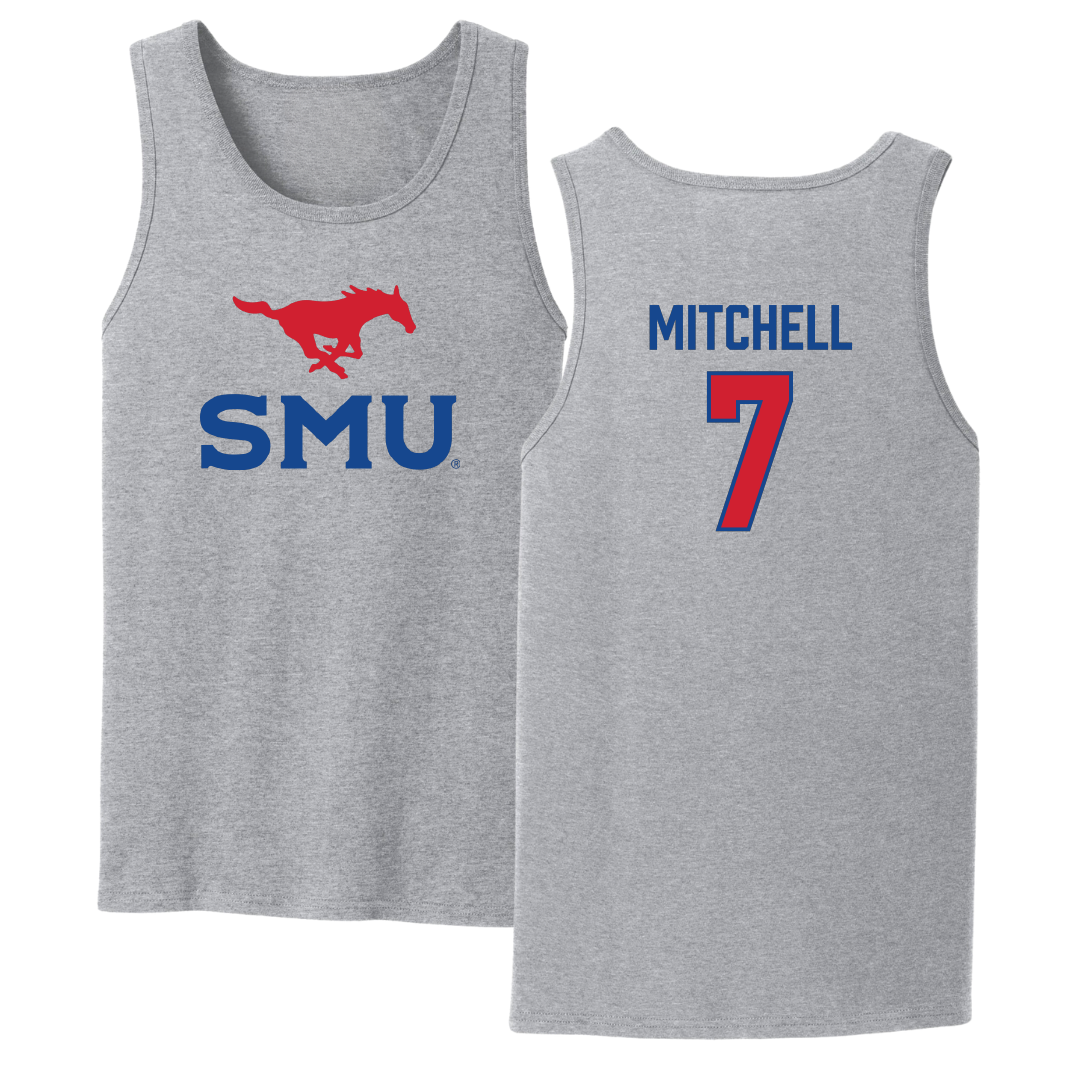 Southern Methodist University Soccer Sport Gray Tank Top - #7 Jaylinn Mitchell
