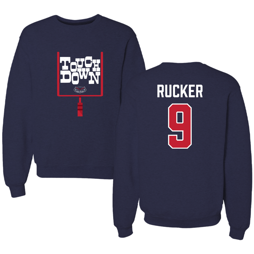 Florida Atlantic University Football Navy Touchdown Crewneck - #9 Luke Rucker