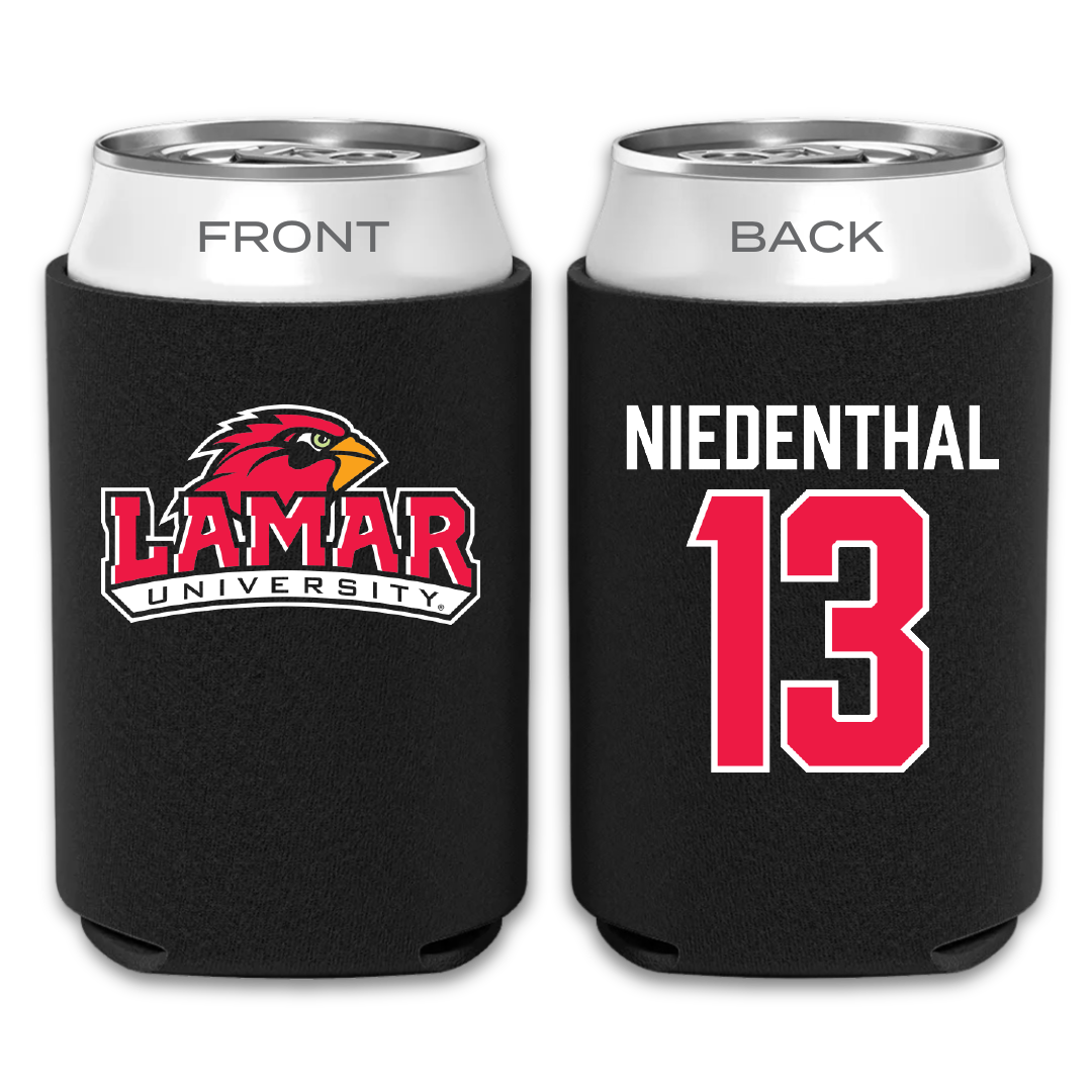 Lamar University Softball Black Can Cooler - #13 Cameron Niedenthal