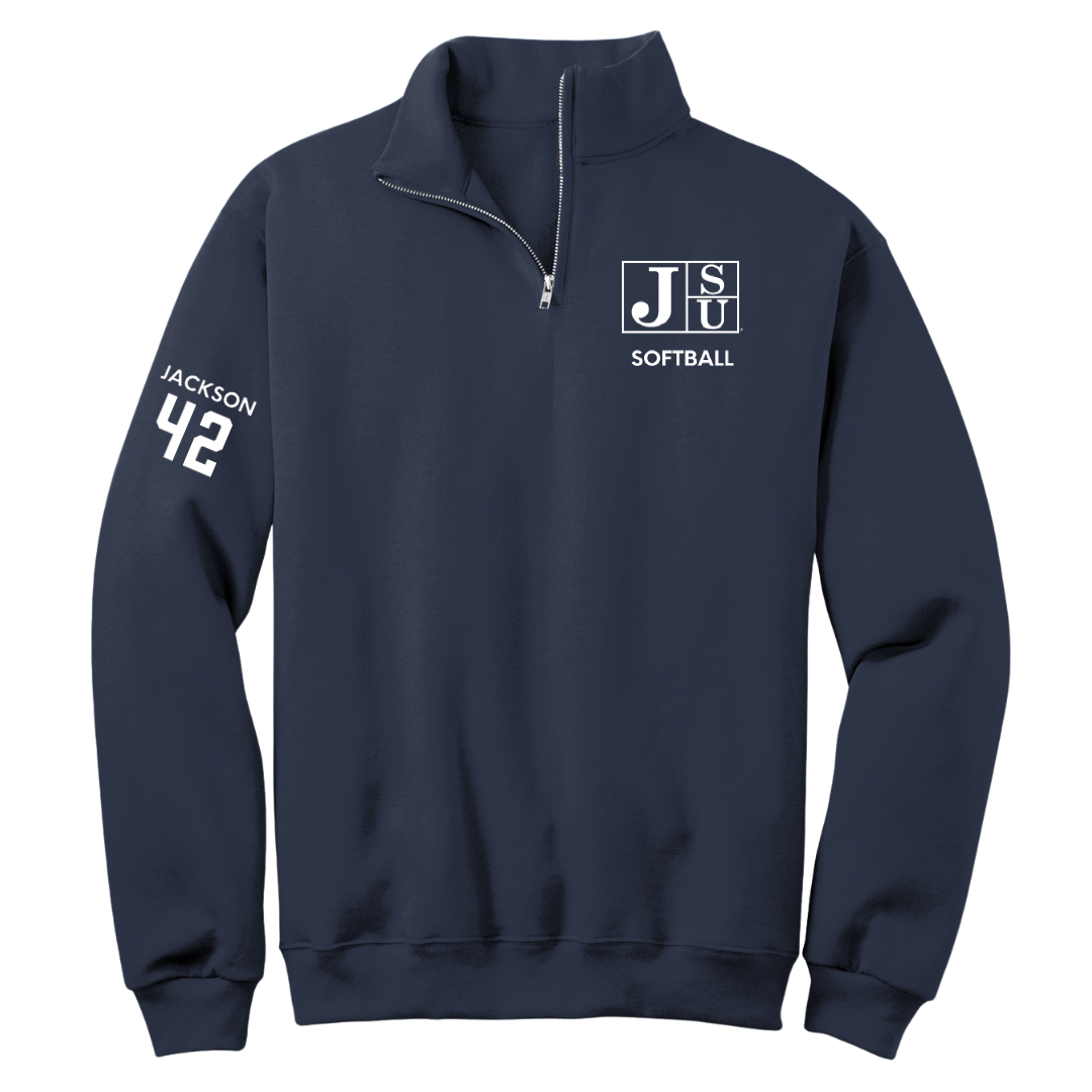 Jackson State University Softball Navy Quarter-Zip - #42 Jace Jackson