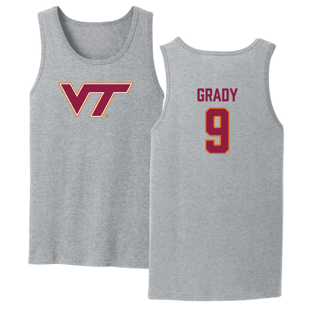 Virginia Tech Baseball Sport Gray Tank Top - #9 Clay Grady