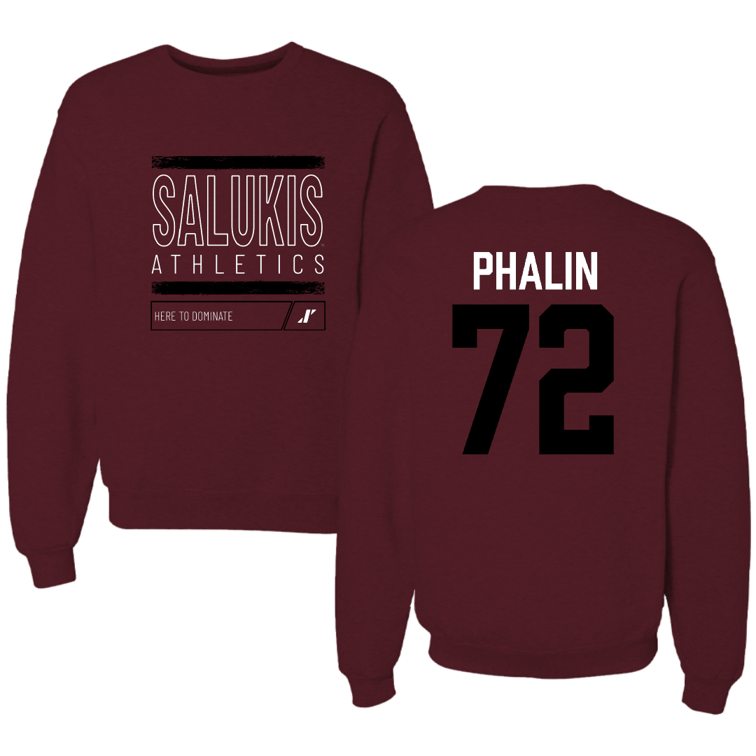Southern Illinois University at Carbondale Football Maroon Dominate Crewneck - #72 Cooper Phalin