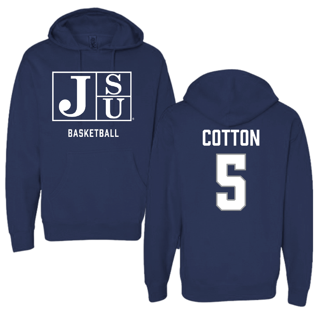 Jackson State University Basketball Navy Hoodie - #5 Jaileyah Cotton