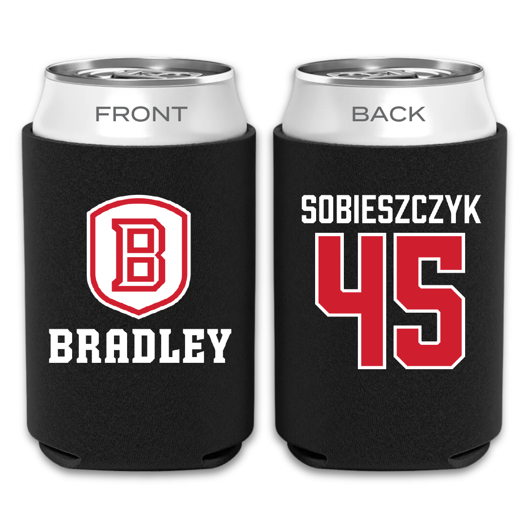 Bradley University Baseball Black Can Cooler - #45 Isaac Sobieszczyk