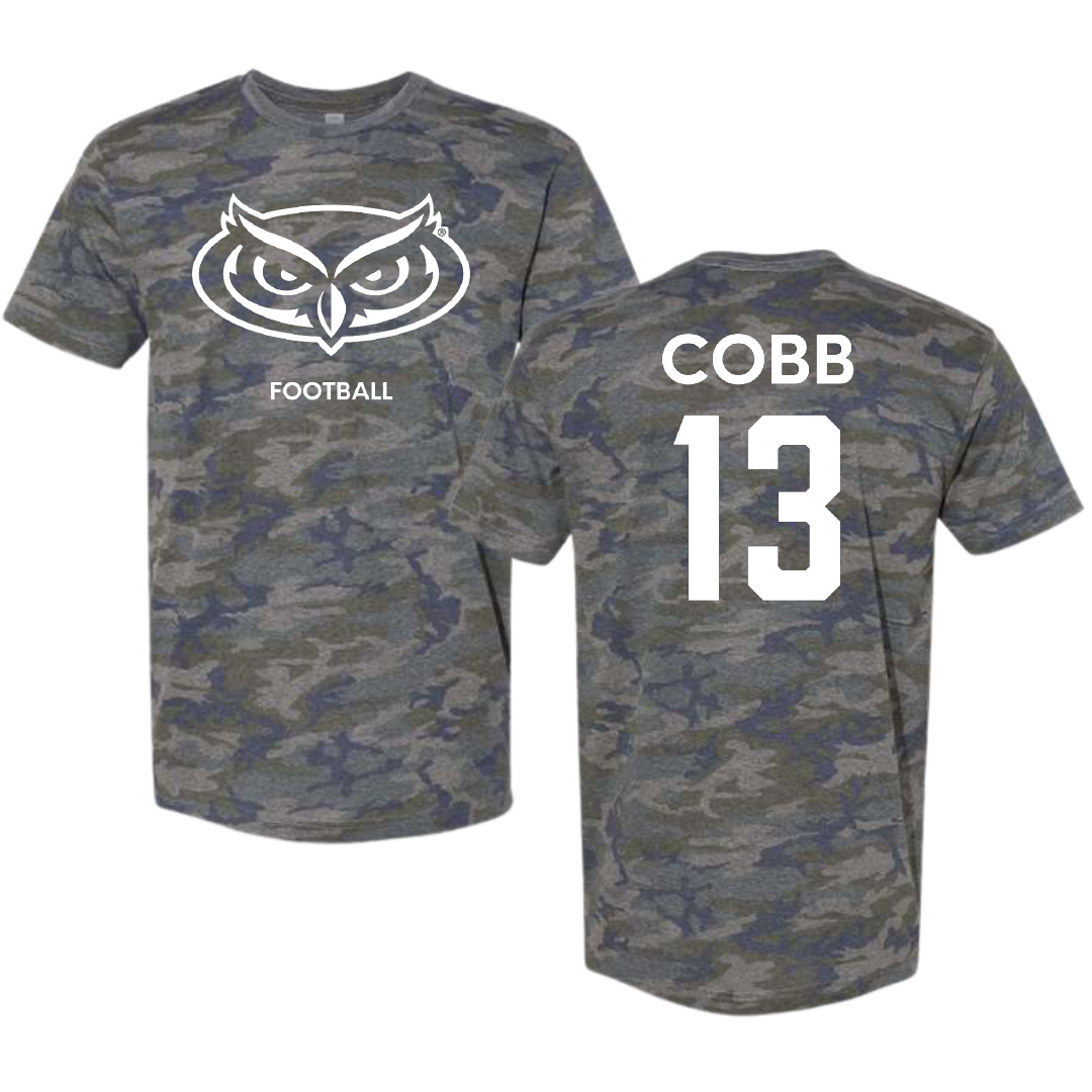 Florida Atlantic University Football Vintage Camo Tee - #13 A'ceon Cobb