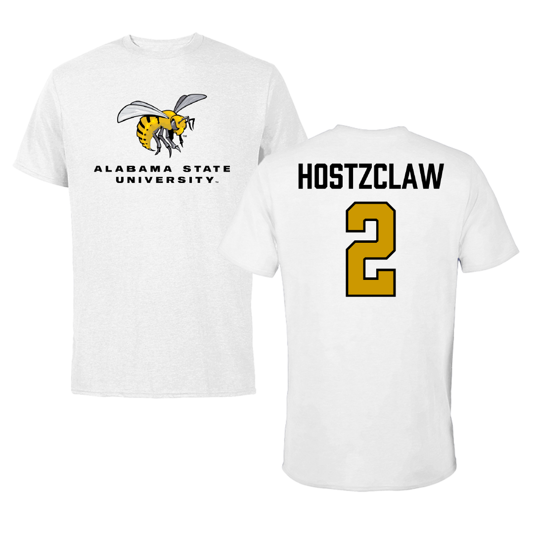 Alabama State University Football White Performance Tee - #2 Jamarie Hostzclaw