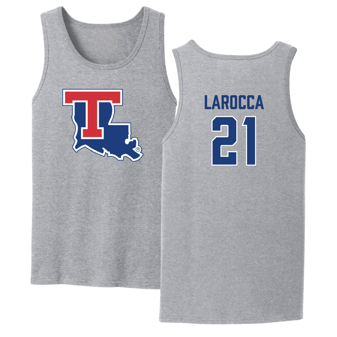 Louisiana Tech University Baseball Sport Gray Tank Top - #21 Jake LaRocca