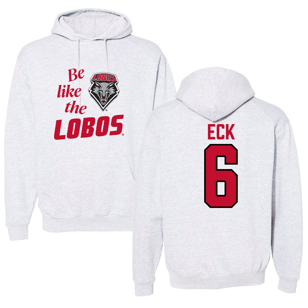 University of New Mexico Football Light Gray Be Like Us Hoodie - #6 Jaxton Eck
