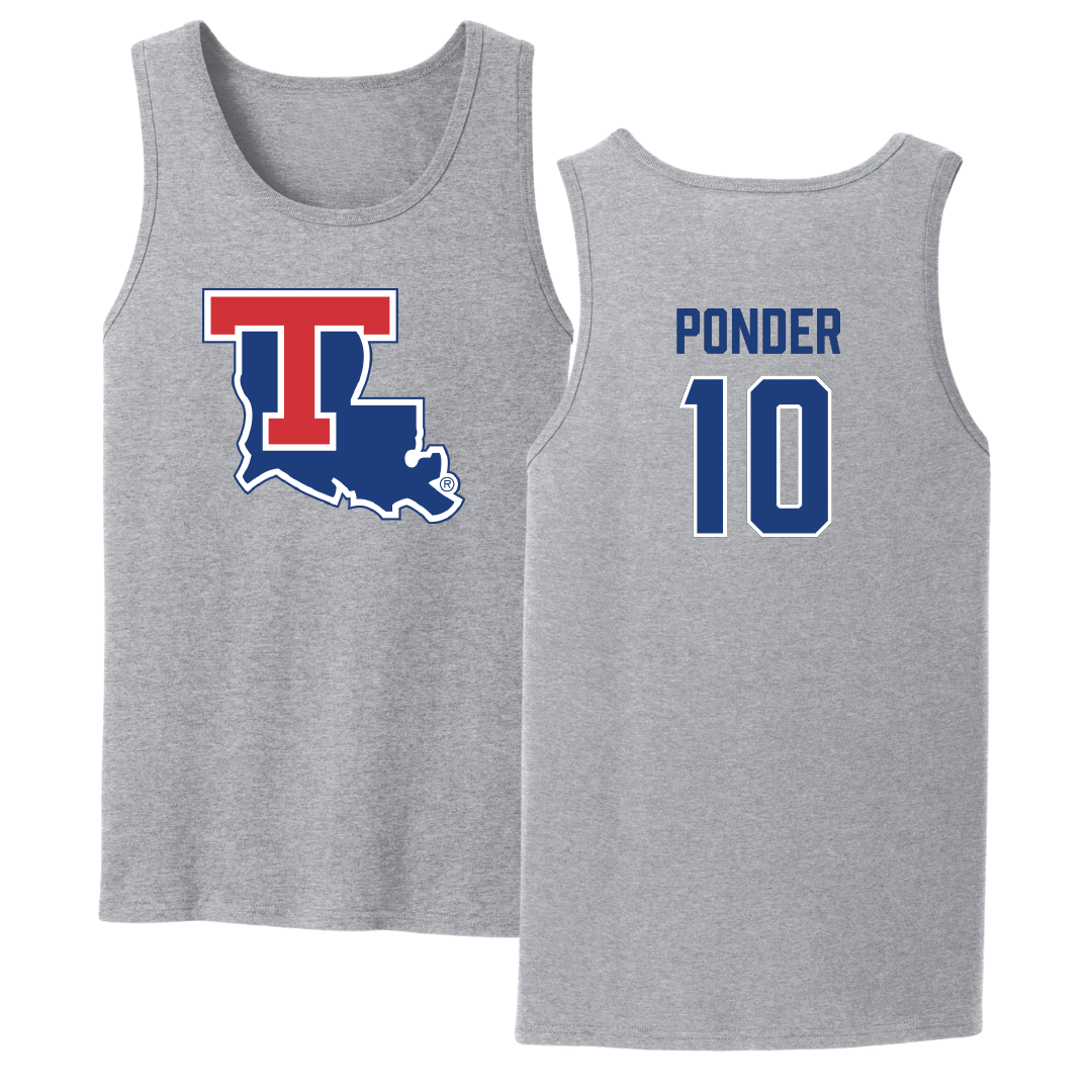 Louisiana Tech University Basketball Sport Gray Tank Top - #10 Ben Ponder