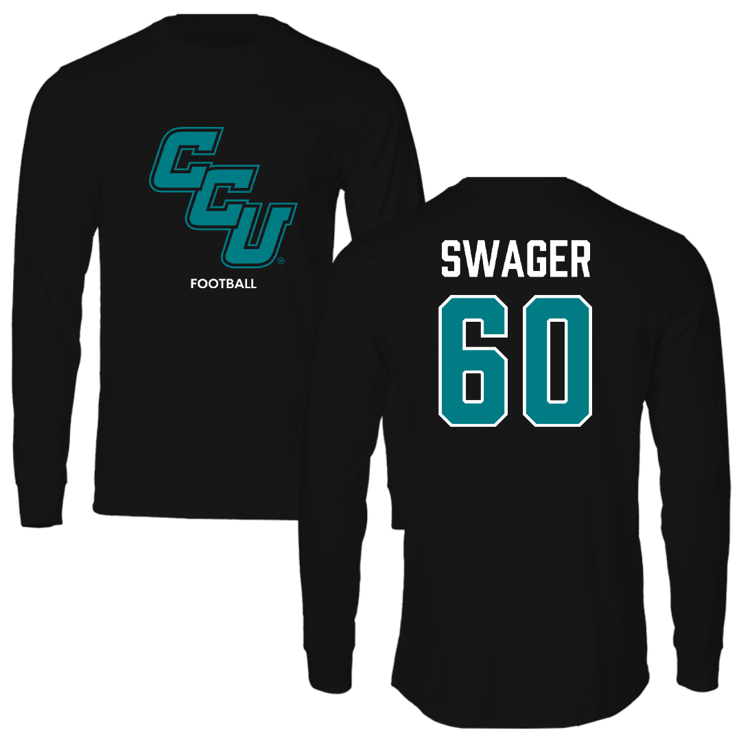 Coastal Carolina University Football Black Performance Long Sleeve - #60 Mike Swager
