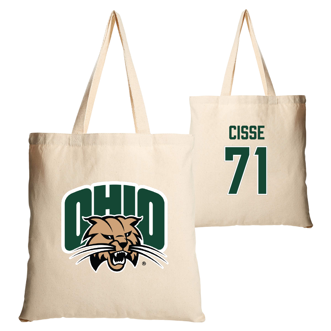 Ohio University Football Tan Canvas Tote Bag - #71 Tigana Cisse