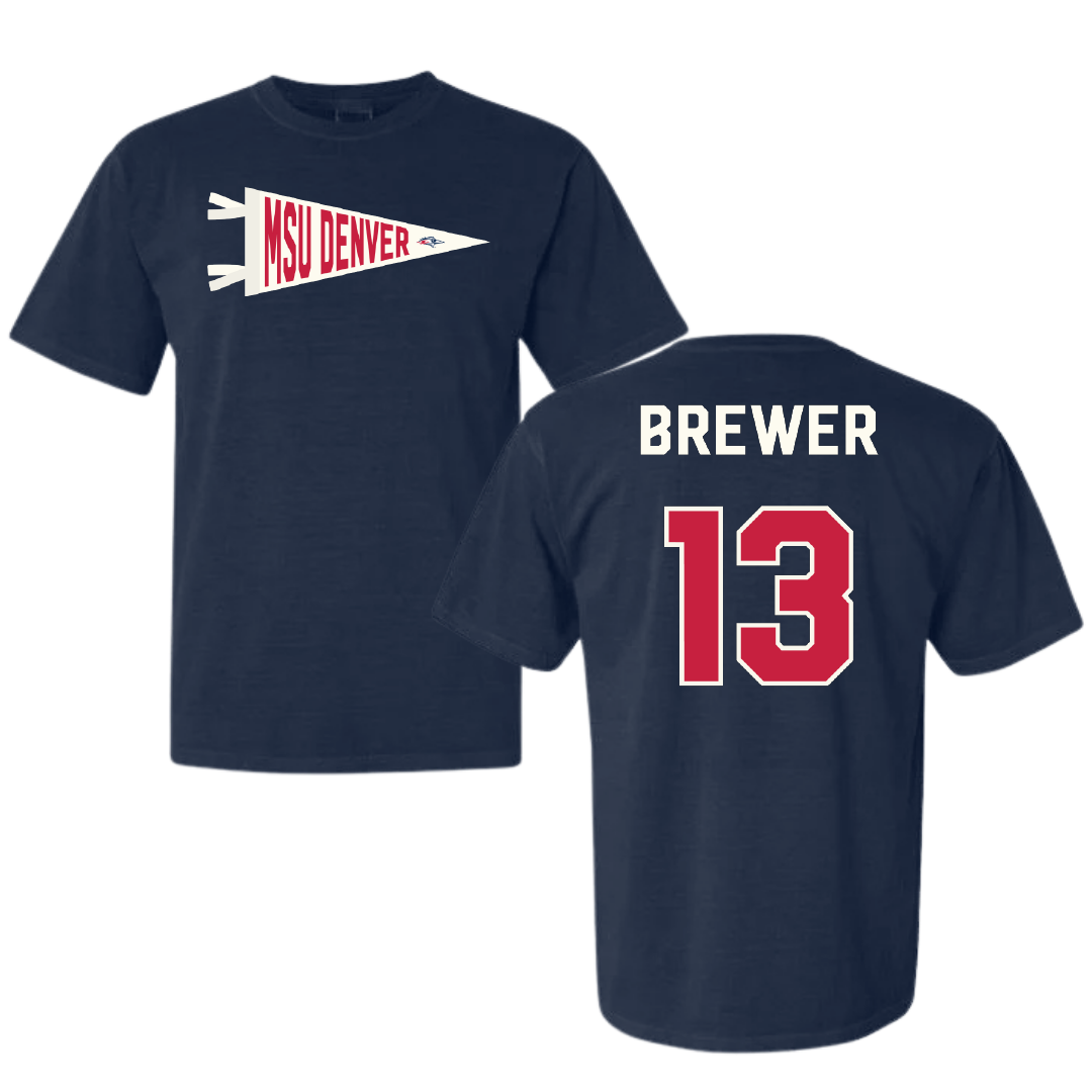 Metropolitan State University of Denver Volleyball Navy Pennant Comfort Colors Tee - #13 GabriElle Brewer