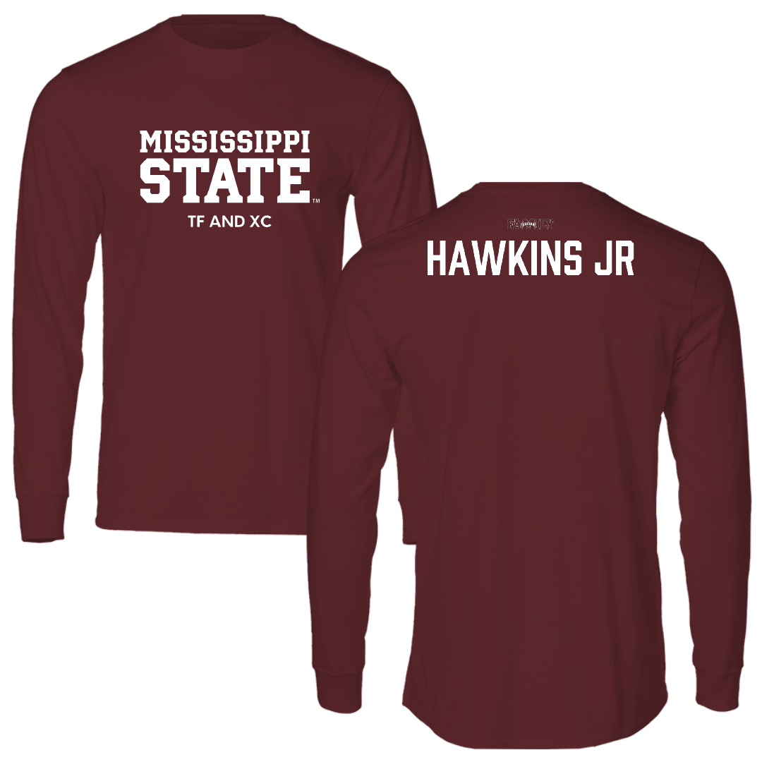 Mississippi State University TF and XC Maroon Performance Long Sleeve - Sherman Hawkins Jr