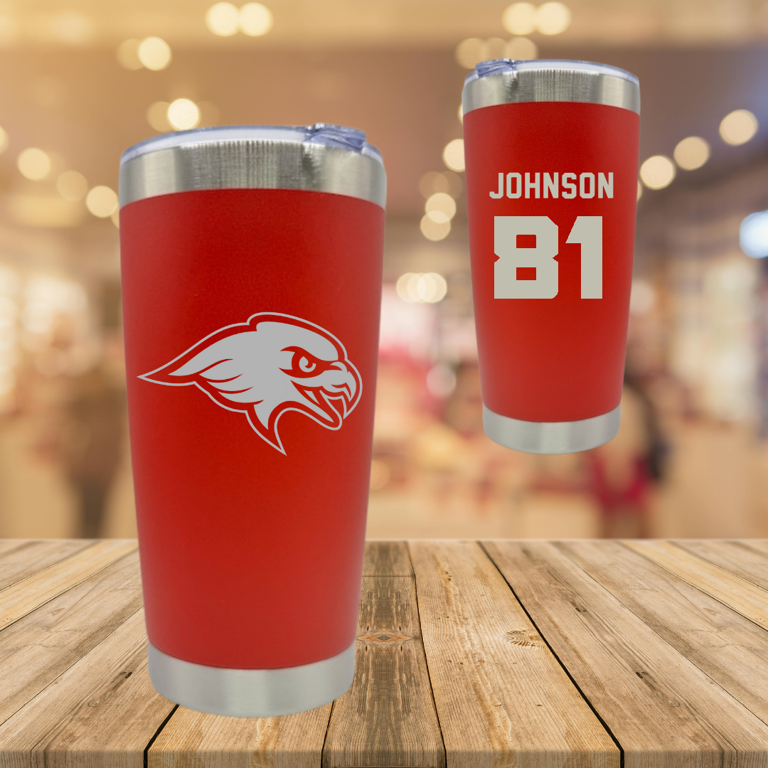 Montclair State University Football Red Stainless Steel Tumbler - #81 Brandon Johnson