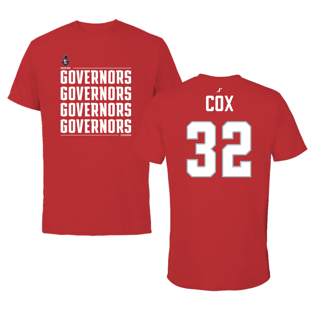 Austin Peay State University Baseball Red General Performance Tee - #32 Chance Cox