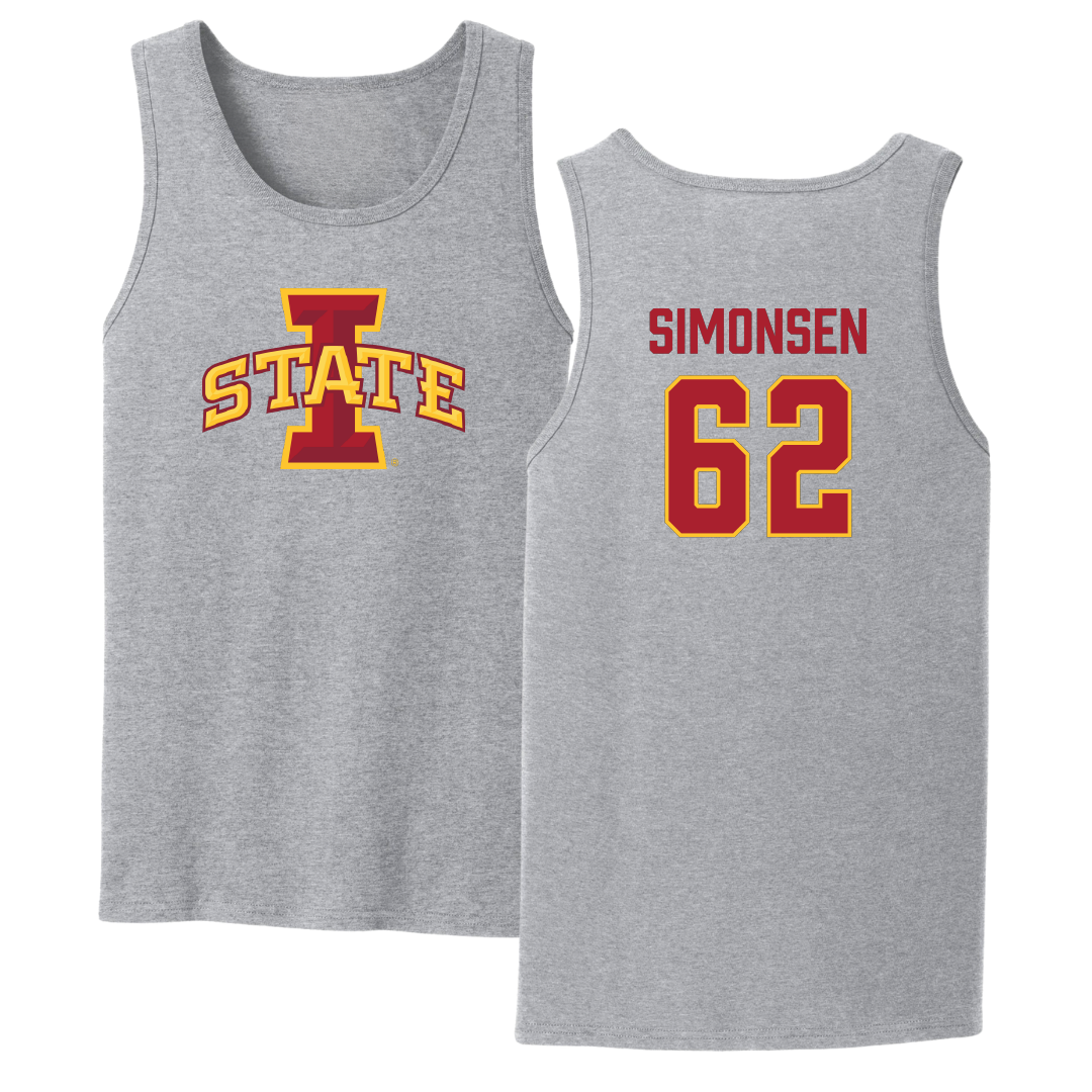 Iowa State University Football Sport Gray Tank Top - #62 Braden Simonsen