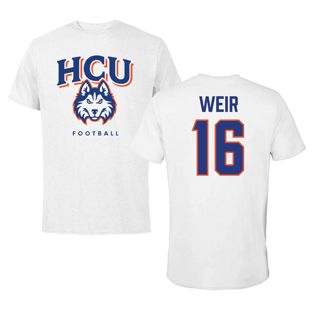 Houston Christian University Football White Tee - #16 Jake Weir