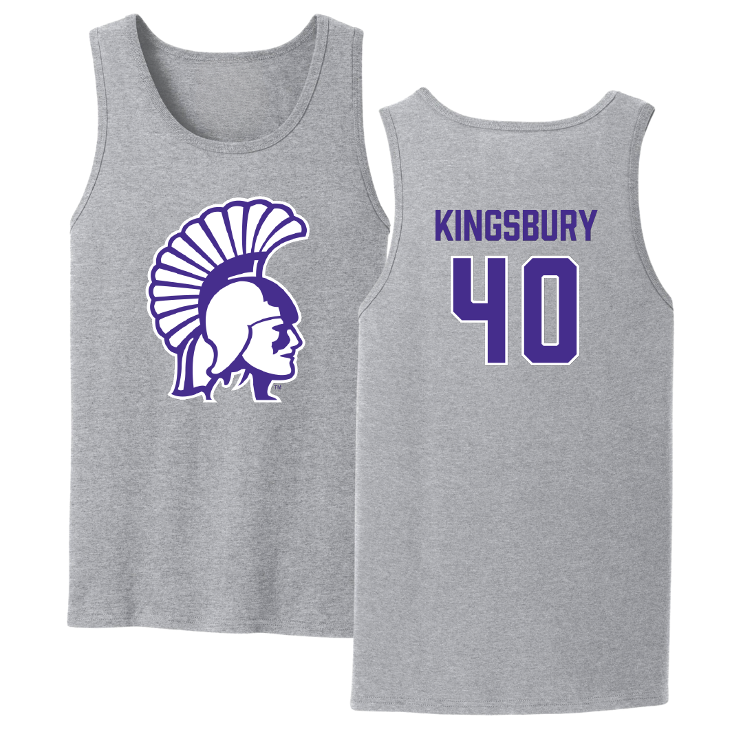 Winona State University Football Sport Gray Tank Top - #40 Ben Kingsbury