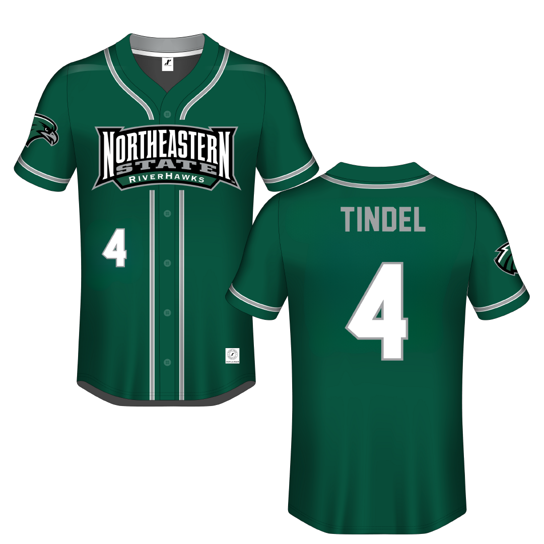 Northeastern State University Green Button-Down Jersey - #4 Korynn Tindel