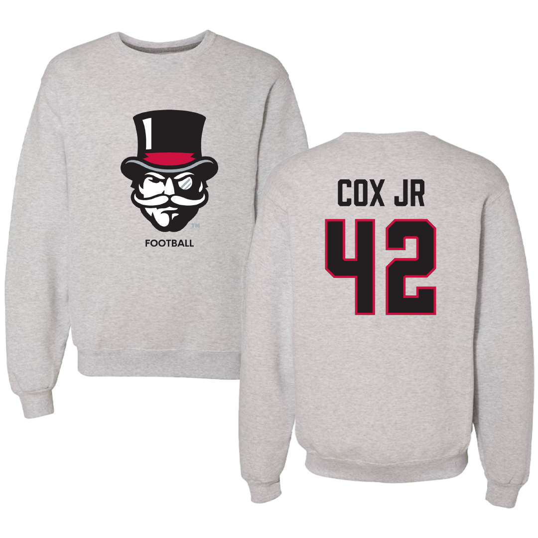 Austin Peay State University Football Light Gray Crewneck - #42 TJ Cox Jr