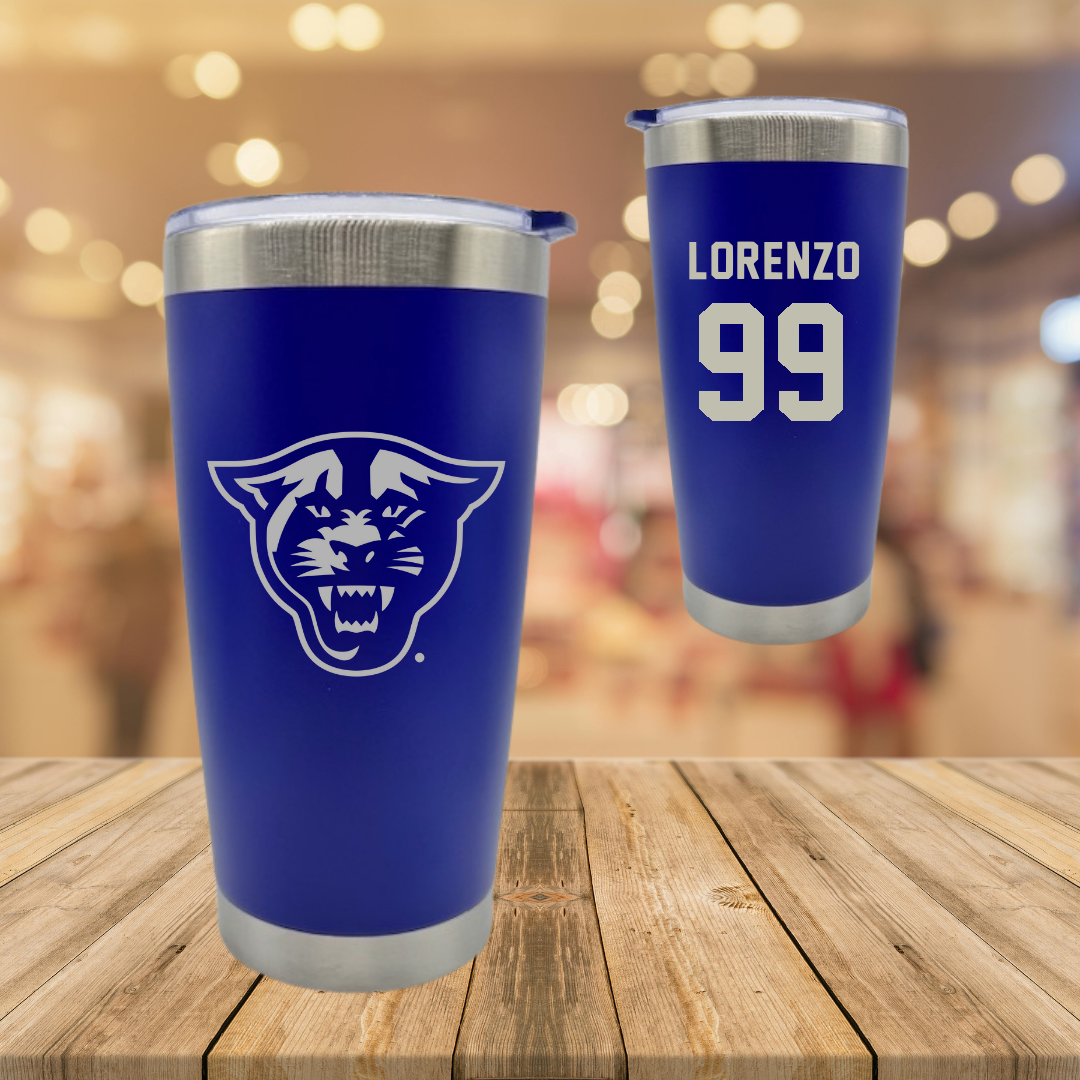 Georgia State University Football Blue Stainless Steel Tumbler - #99 Christian Lorenzo
