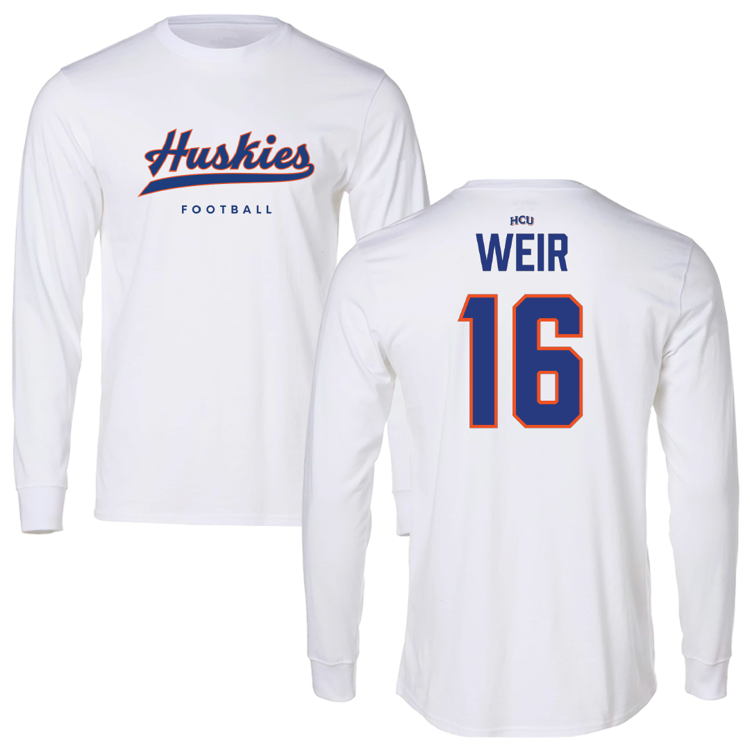 Houston Christian University Football White Long Sleeve - #16 Jake Weir