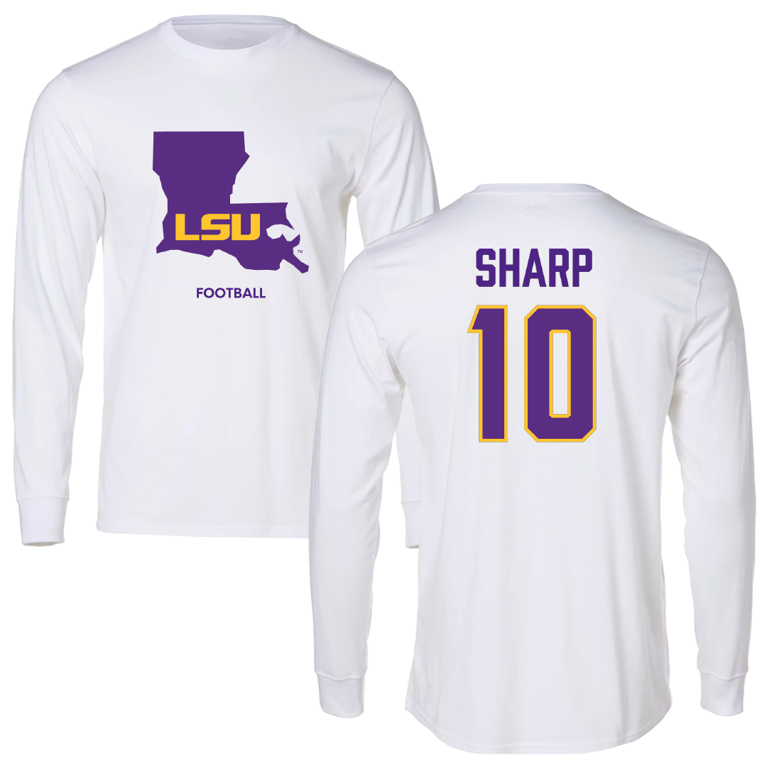 Louisiana State University Football White Performance Long Sleeve - #10 Bauer Sharp